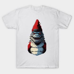 Godzilla wear santa hat T-Shirt